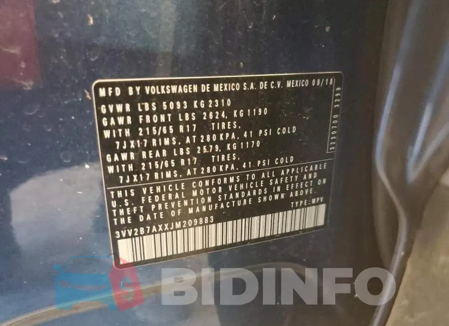 3VV2B7AXXJM209883 Photo# 12
