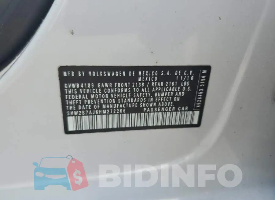 3VW2B7AJ6HM272206 Photo# 12