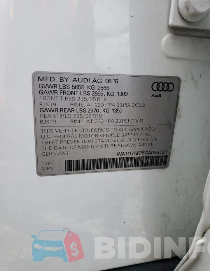 WA1D7AFP5GA038121 Photo# 13