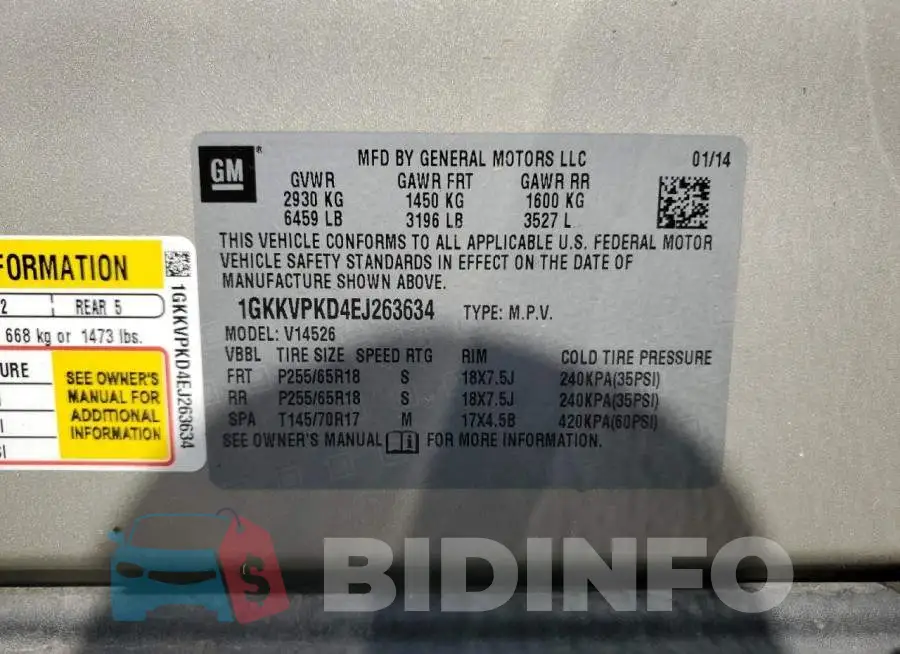 1GKKVPKD4EJ263634 Photo# 14