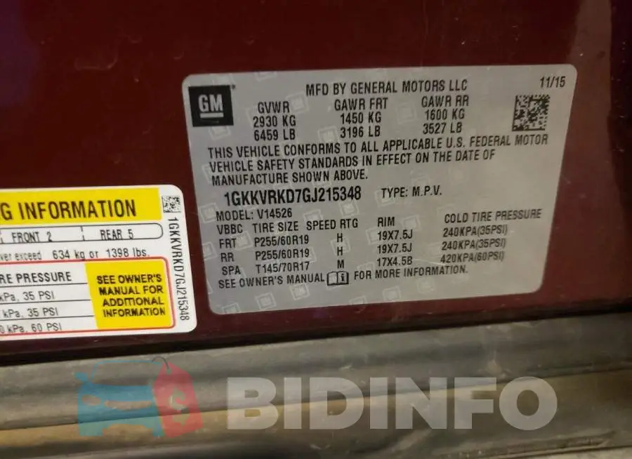 1GKKVRKD7GJ215348 Photo# 13