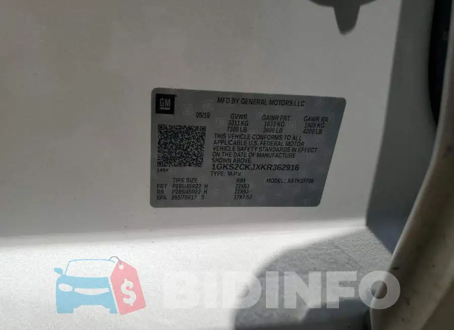 1GKS2CKJXKR362916 Photo# 13