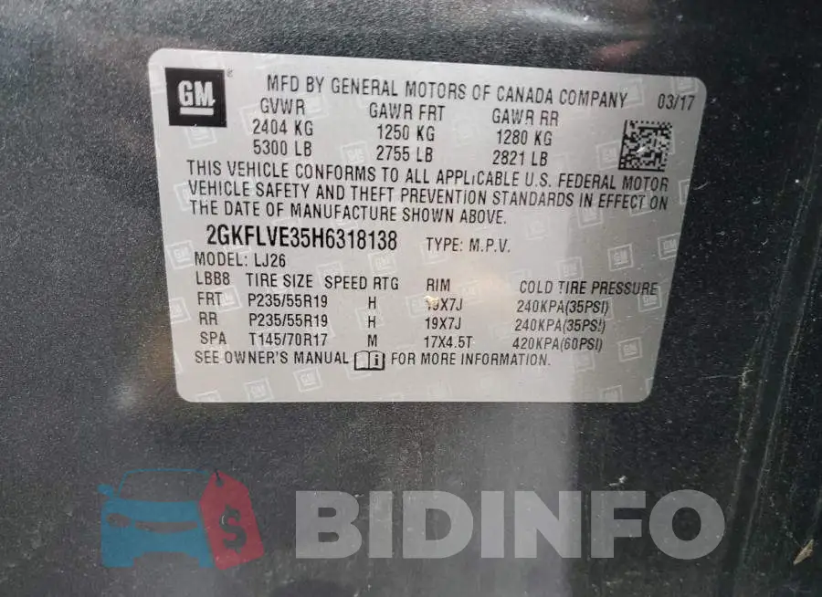 2GKFLVE35H6318138 Photo# 13
