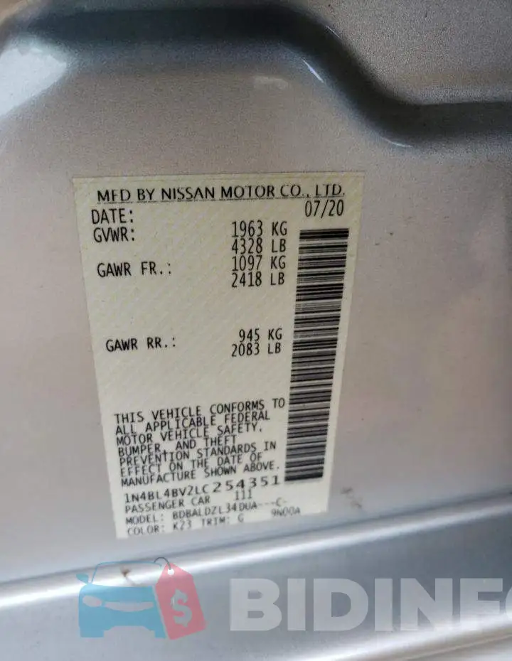 1N4BL4BV2LC254351 Photo# 12