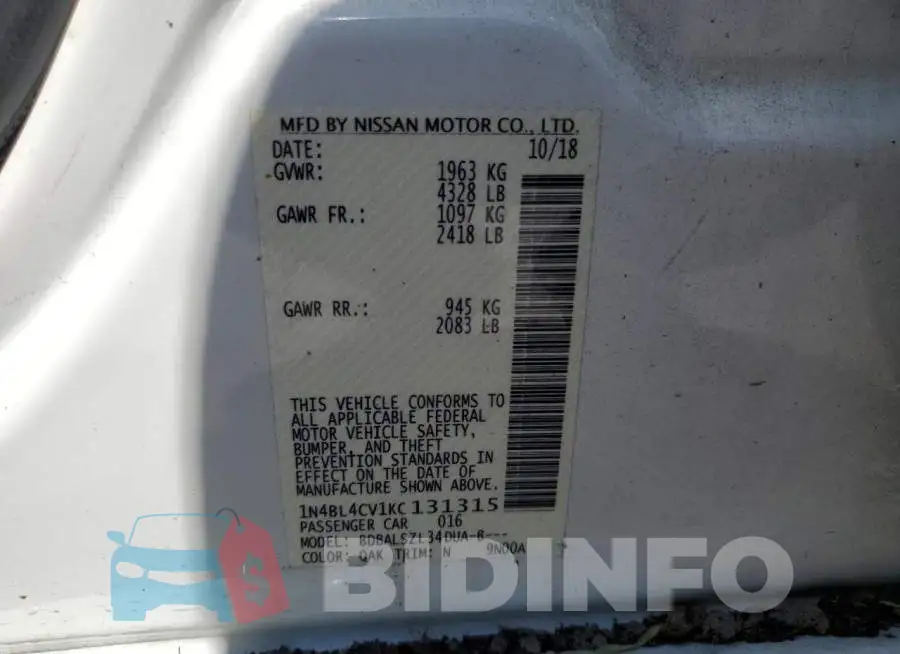 1N4BL4CV1KC131315 Photo# 12