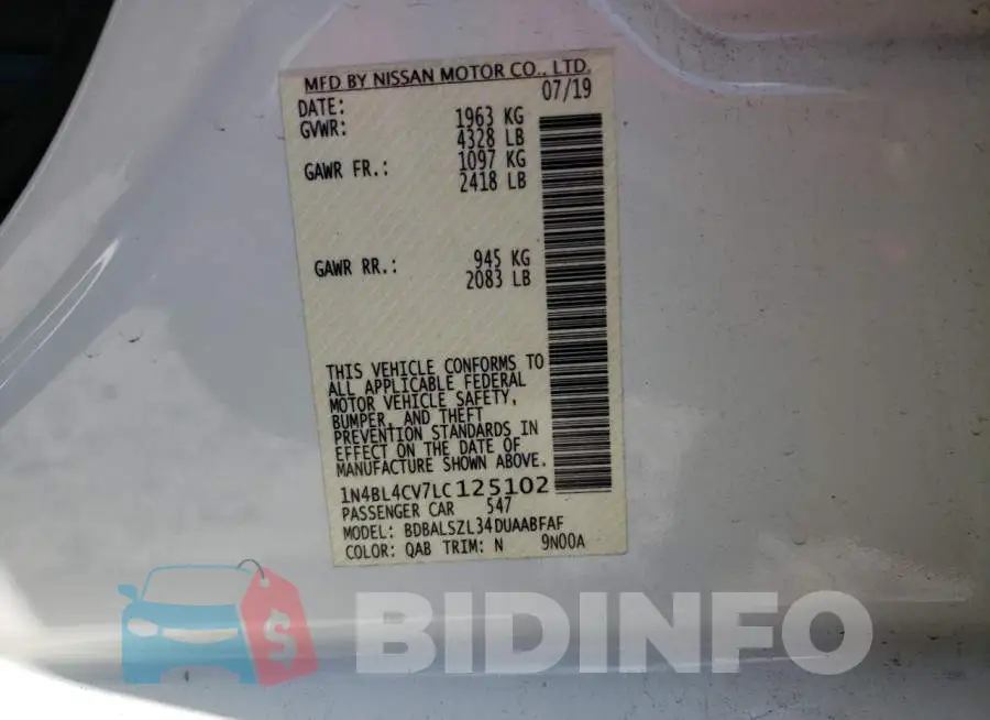 1N4BL4CV7LC125102 Photo# 12