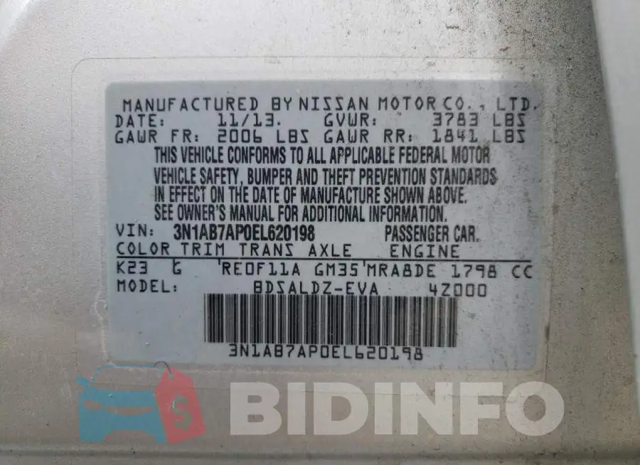 3N1AB7AP0EL620198 Photo# 12