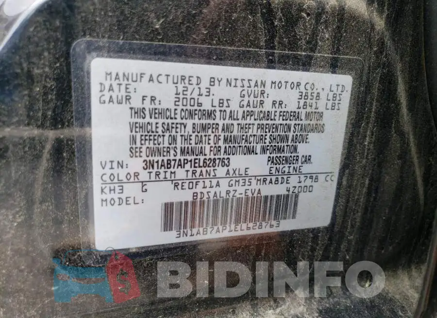 3N1AB7AP1EL628763 Photo# 12
