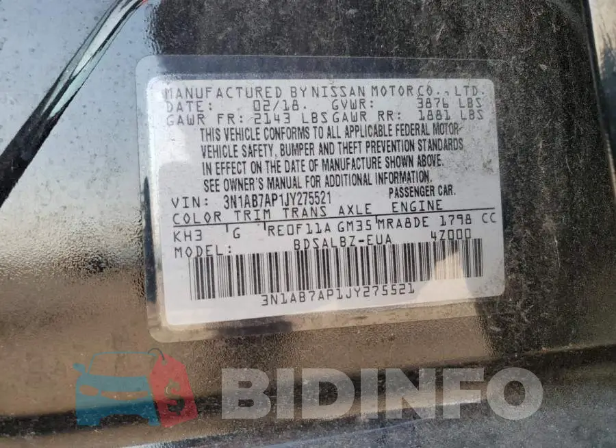 3N1AB7AP1JY275521 Photo# 13