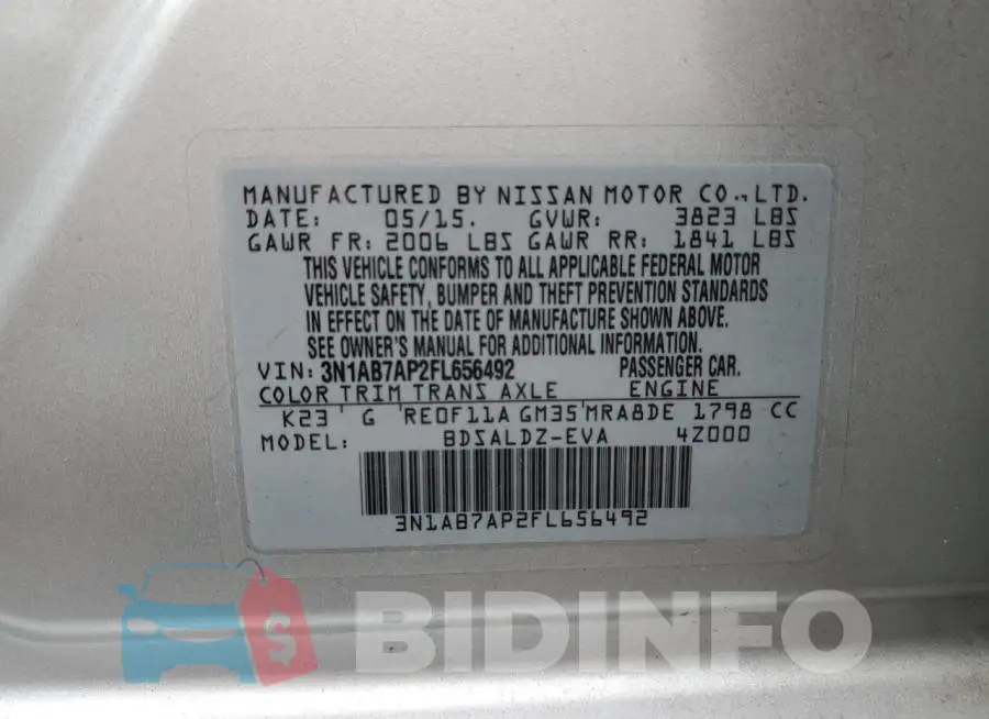 3N1AB7AP2FL656492 Photo# 12