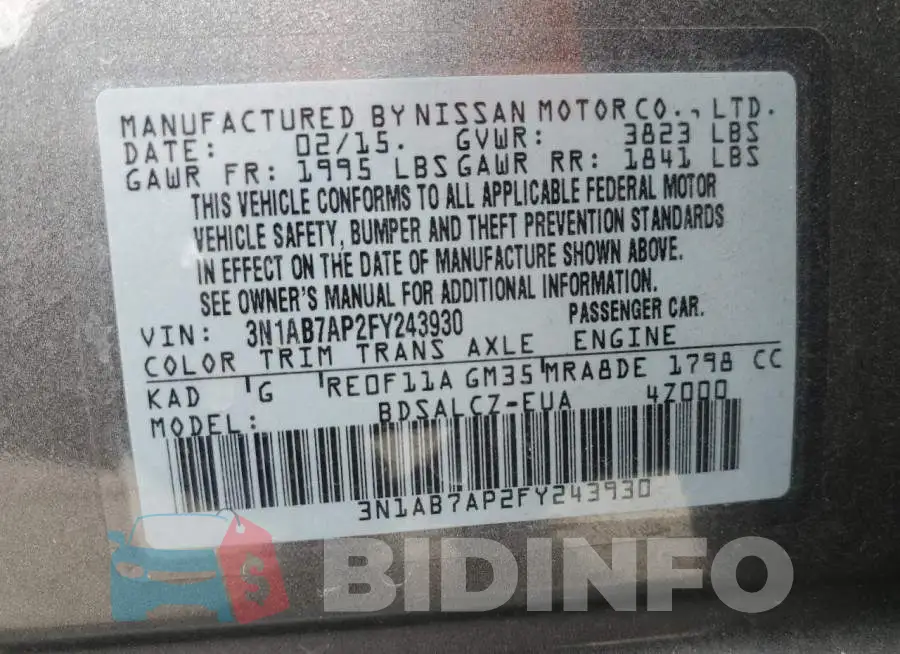 3N1AB7AP2FY243930 Photo# 12