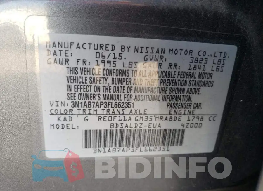 3N1AB7AP3FL662351 Photo# 12