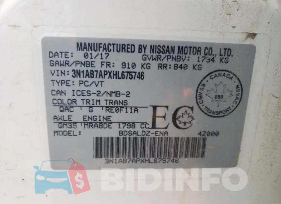 3N1AB7APXHL675746 Photo# 13