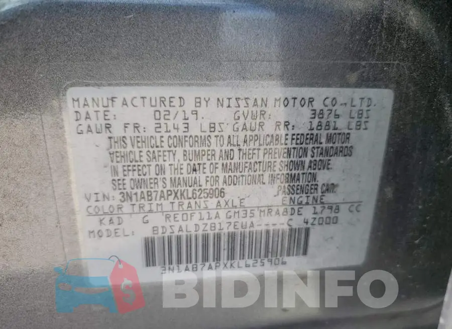 3N1AB7APXKL625906 Photo# 13