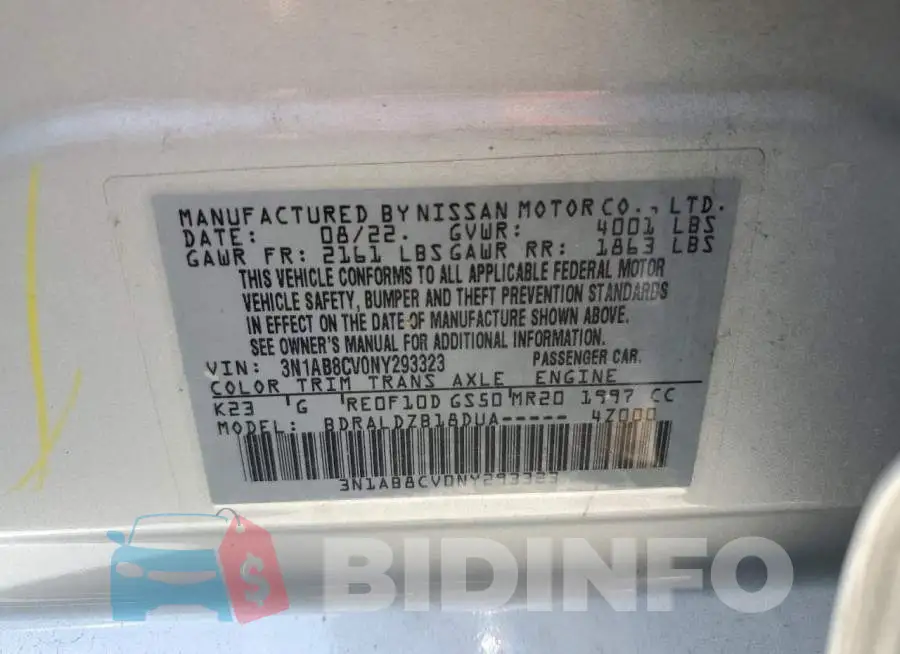 3N1AB8CV0NY293323 Photo# 12