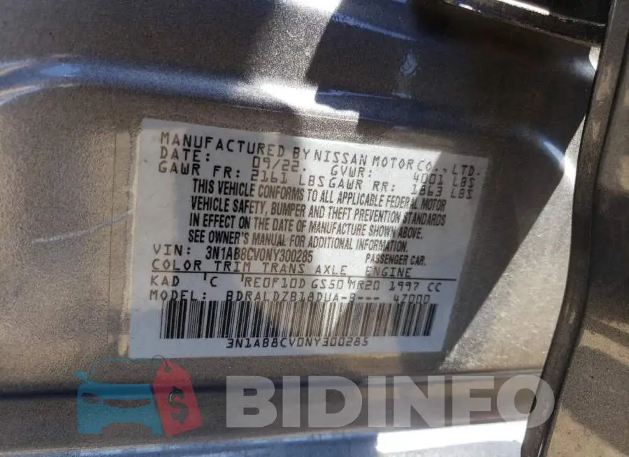3N1AB8CV0NY300285 Photo# 12
