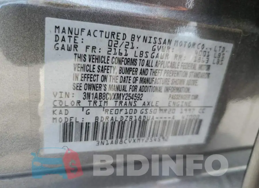 3N1AB8CVXMY254592 Photo# 13