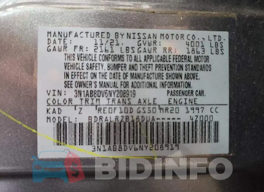 3N1AB8DV6NY208919 Photo# 13