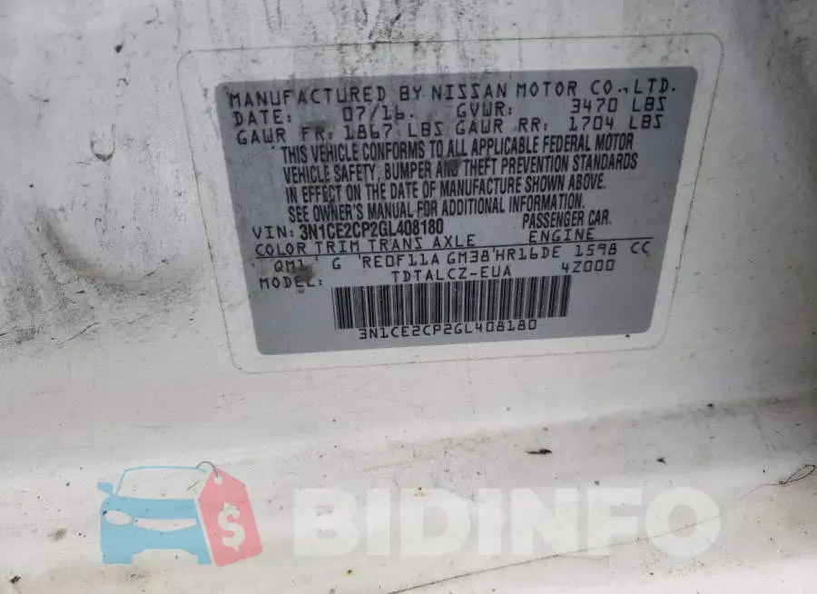 3N1CE2CP2GL408180 Photo# 12