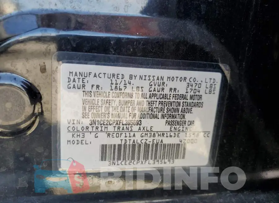 3N1CE2CPXFL395693 Photo# 12