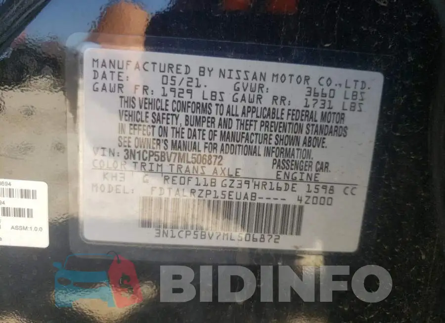 3N1CP5BV7ML506872 Photo# 12