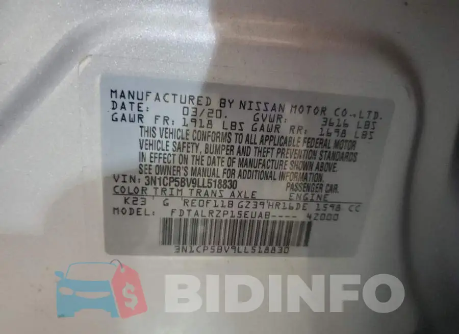 3N1CP5BV9LL518830 Photo# 13