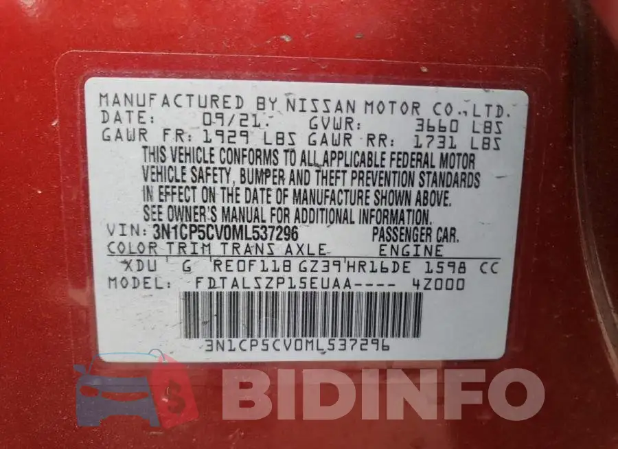 3N1CP5CV0ML537296 Photo# 13