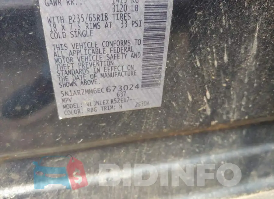 5N1AR2MM6EC673024 Photo# 10