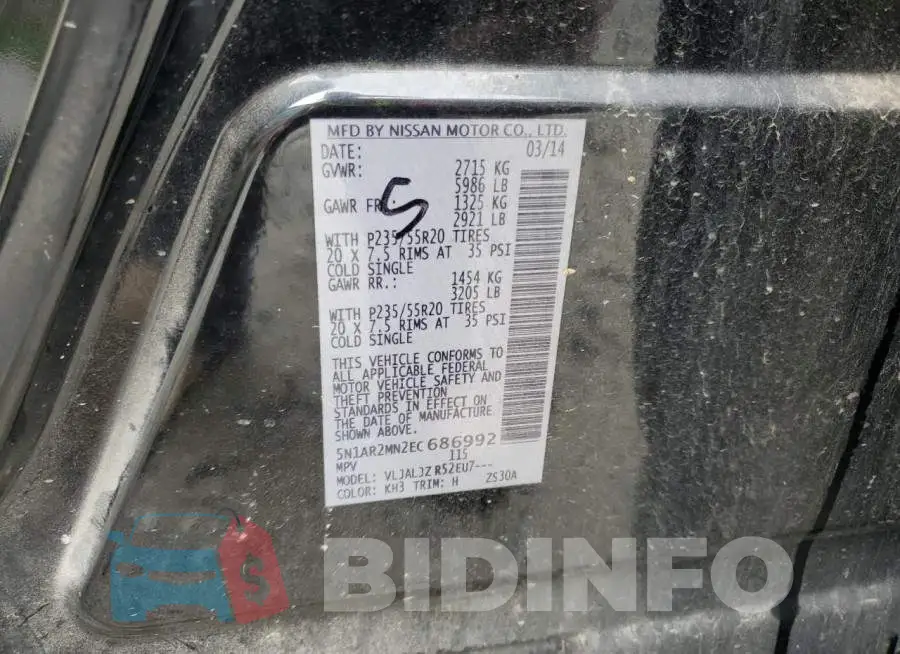 5N1AR2MN2EC686992 Photo# 13