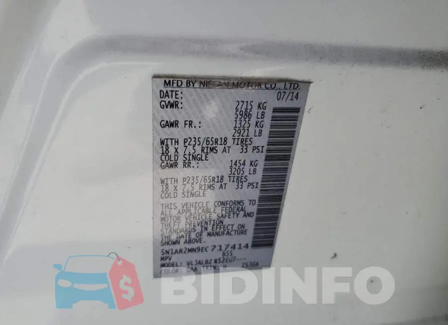 5N1AR2MN9EC717414 Photo# 12