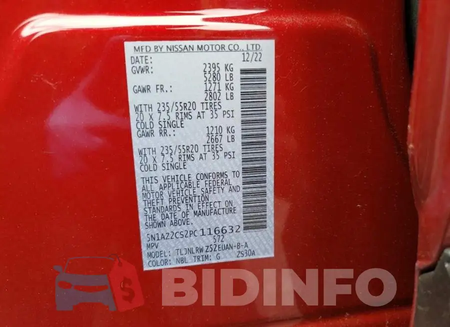 5N1AZ2CS2PC116632 Photo# 14