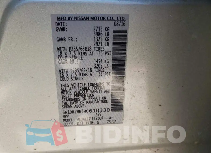 5N1DR2MN3HC610330 Photo# 12