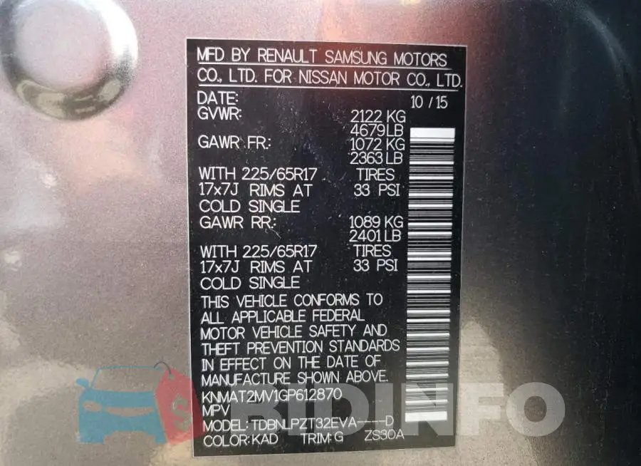 KNMAT2MV1GP612870 Photo# 12