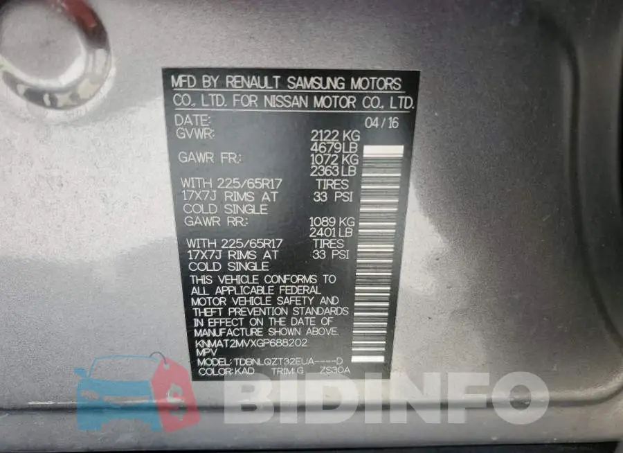 KNMAT2MVXGP688202 Photo# 12