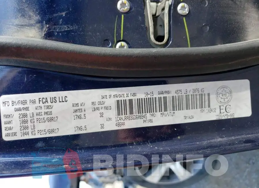1C4NJRAB3GD608945 Photo# 14
