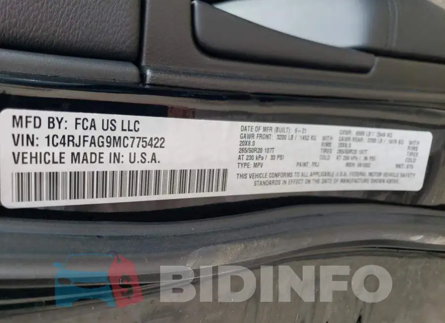 1C4RJFAG9MC775422 Photo# 14