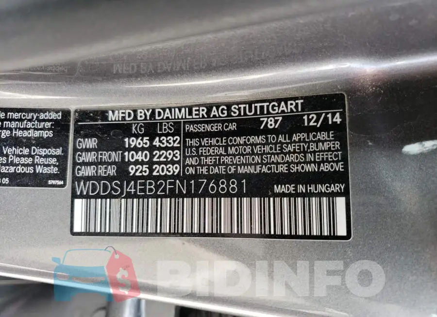 WDDSJ4EB2FN176881 Photo# 13