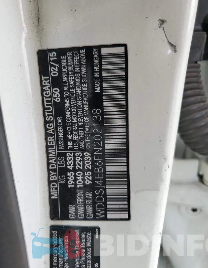WDDSJ4EB6FN202138 Photo# 12