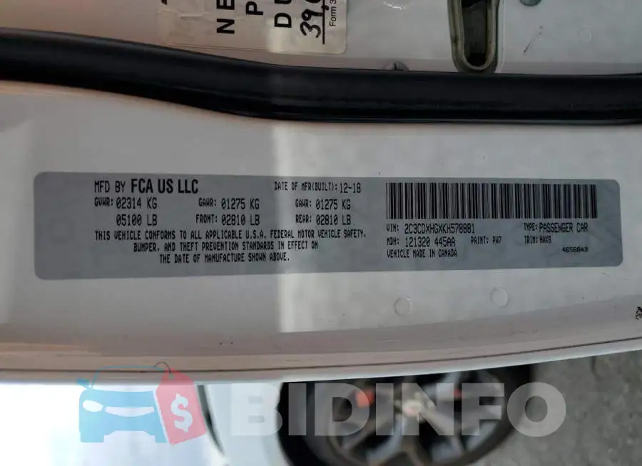 2C3CDXHGXKH578881 Photo# 13