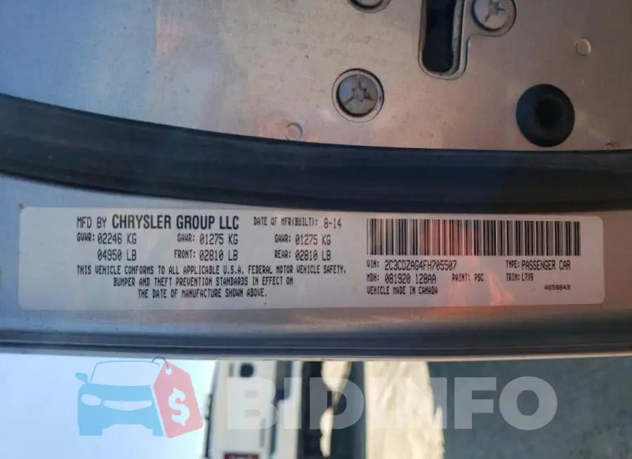 2C3CDZAG4FH705507 Photo# 12