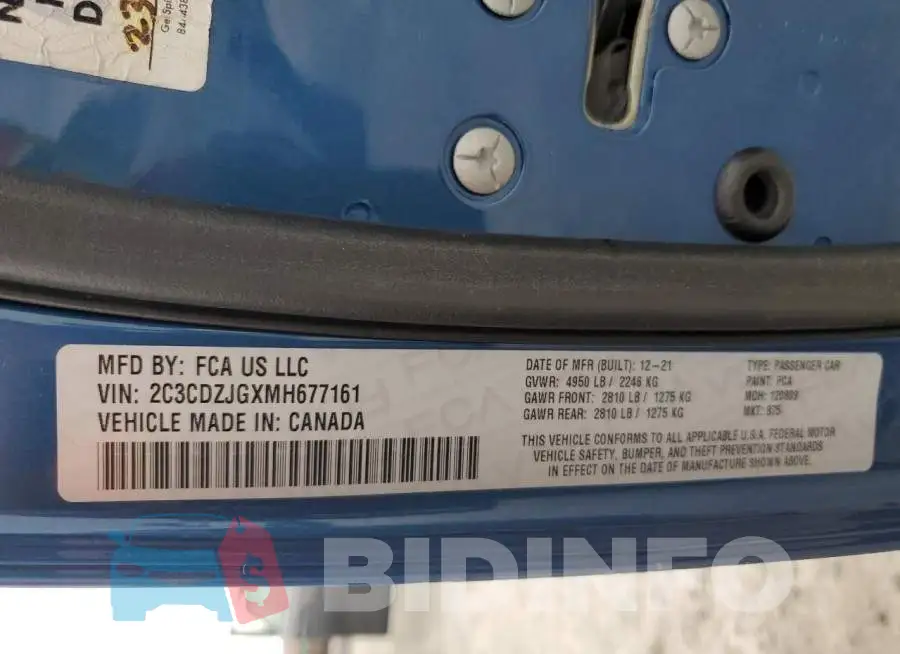 2C3CDZJGXMH677161 Photo# 13