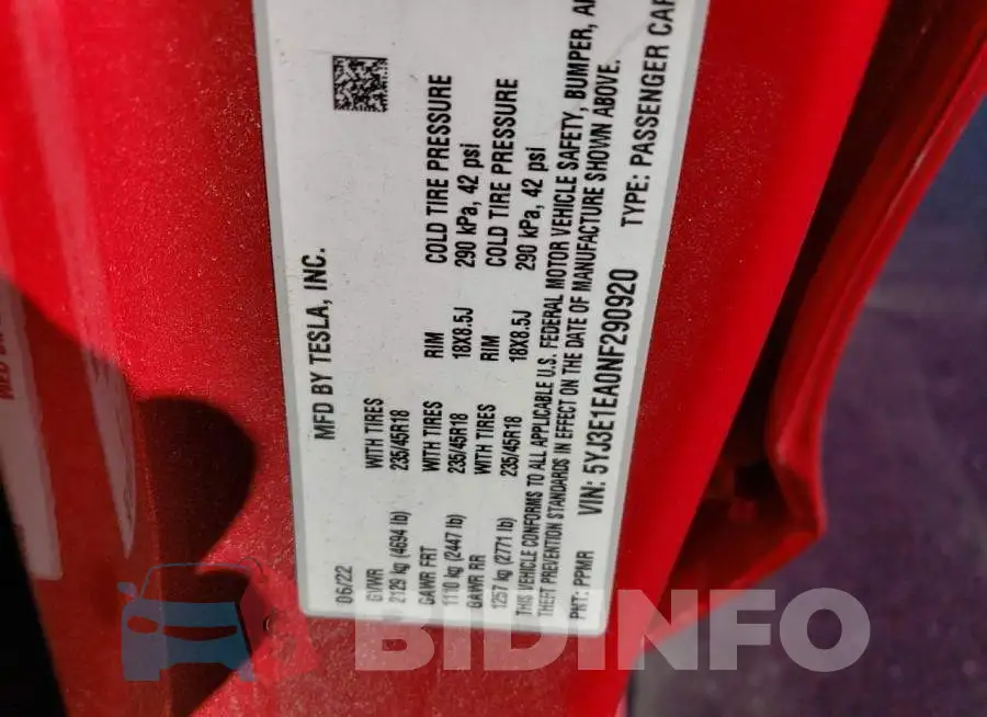 5YJ3E1EA0NF290920 Photo# 12