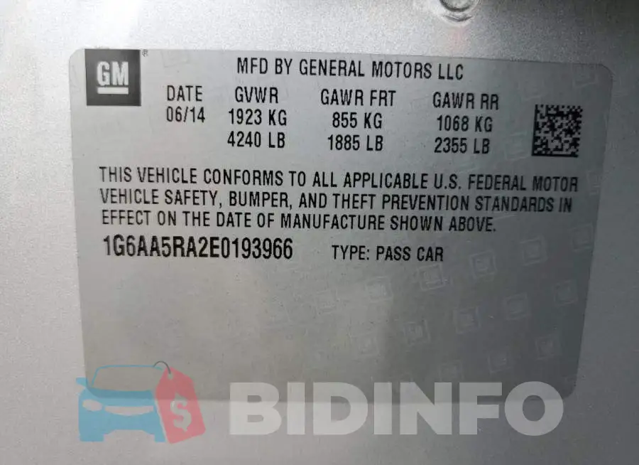 1G6AA5RA2E0193966 Photo# 12