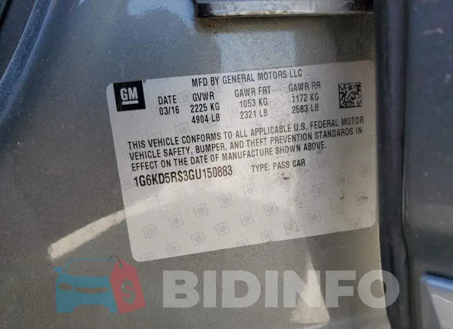 1G6KD5RS3GU150883 Photo# 12