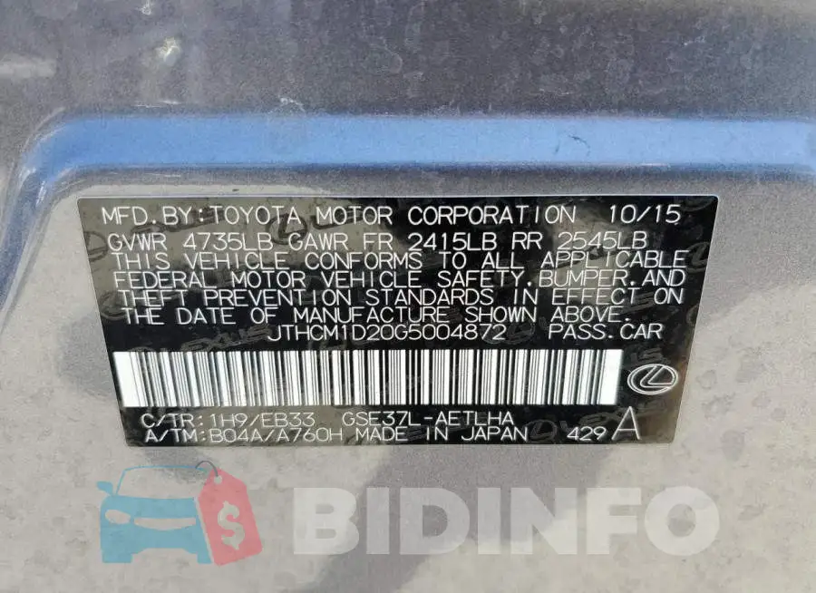 JTHCM1D20G5004872 Photo# 12