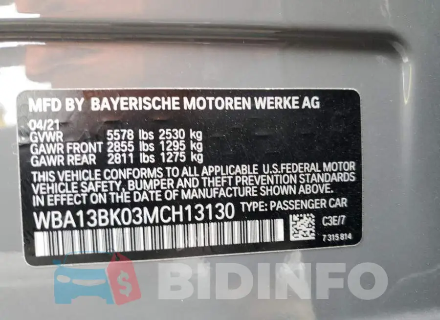 WBA13BK03MCH13130 Photo# 12