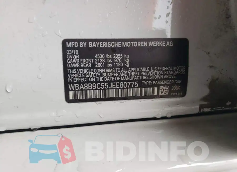 WBA8B9C55JEE80775 Photo# 12