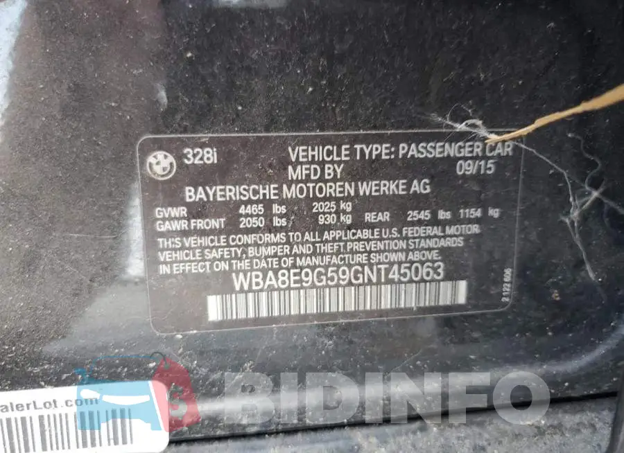 WBA8E9G59GNT45063 Photo# 12