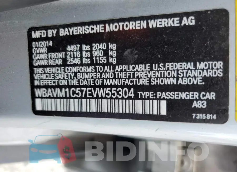 WBAVM1C57EVW55304 Photo# 12
