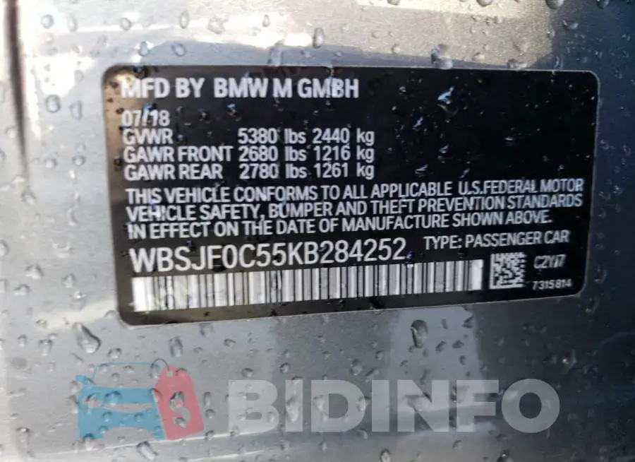 WBSJF0C55KB284252 Photo# 12
